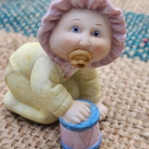 1984 Bisque Porcelain Little Drummer Cabbage Patch Kid Baby Figurine
