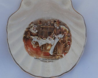 Vintage Dickens Themed Shell Dish with Sairey Gamp by  Hanley English Ware Martin Chuzzelwit