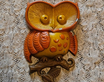 Wall Owl Vintage Metal Wall Plaque by Sexton USA Aluminum