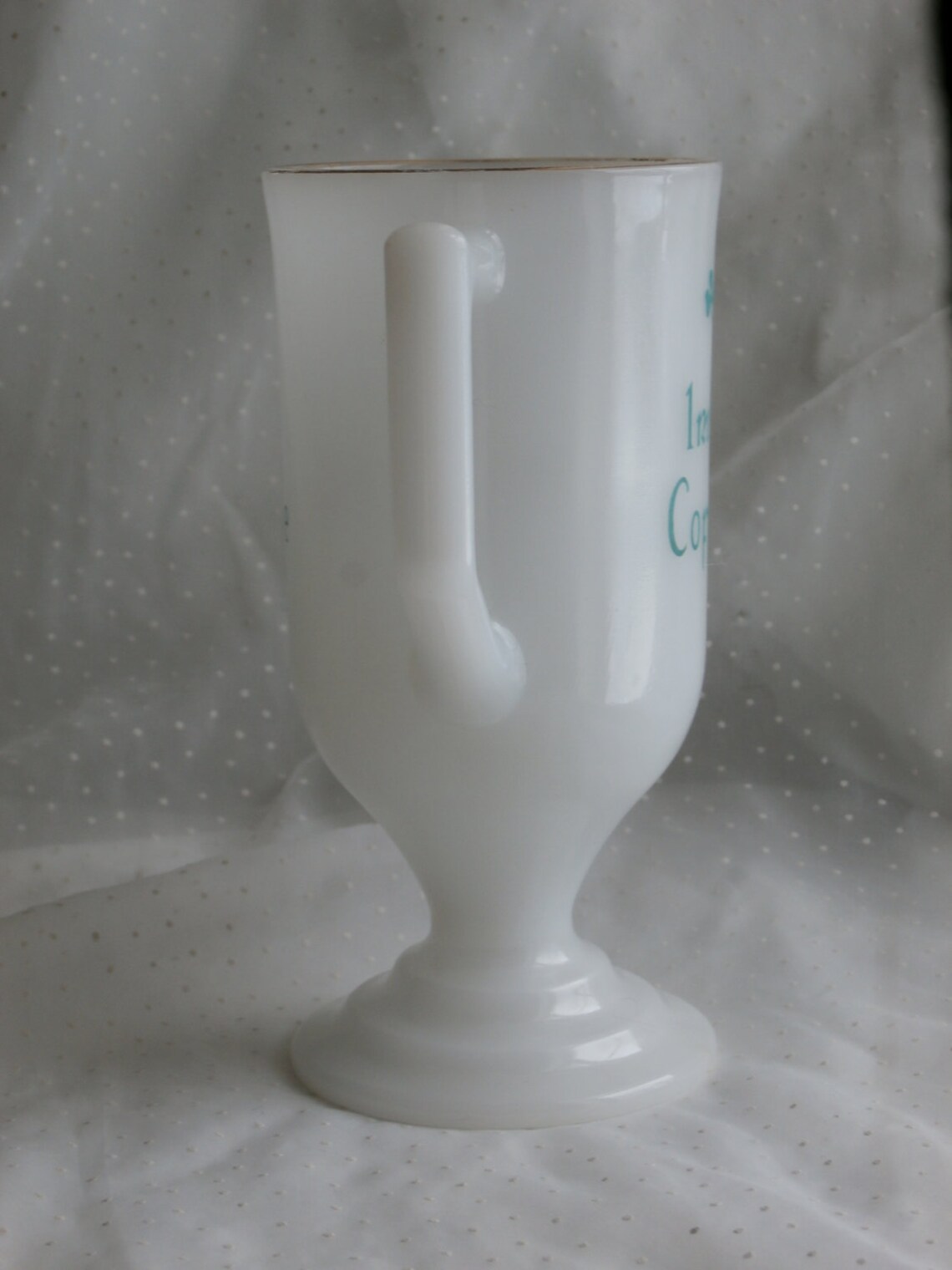 Vintage Irish Coffee Milk Glass Pedestal Mug w Shamrock St Etsy