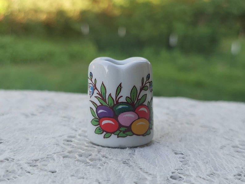 Easter Funny Design Candle Holder Nest of Colorful Eggs Miniature Made in West Germany bild 7