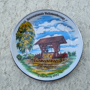 Vintage Germany Souvenir Wall Plate Volkswandertage Eichelberg 1992