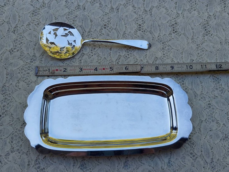 Vintage Cranberry Sauce Server Set Wm Rogers Spoon and Tray Etsy