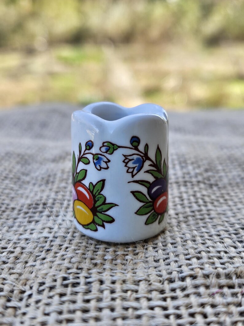 Easter Funny Design Candle Holder Nest of Colorful Eggs Miniature Made in West Germany bild 10