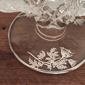 Vintage Glass Double Candle Holders Silver Etched Flower Design image 7