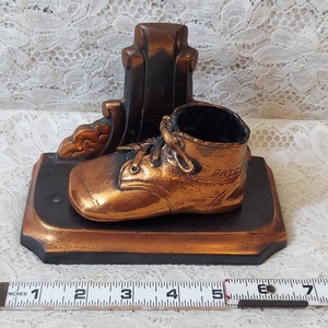 Sweet Bronzed Baby Shoe Bookend Engraved PATTY Makes a Cute Baby Shower Centerpiece or Nursery Decor image 6