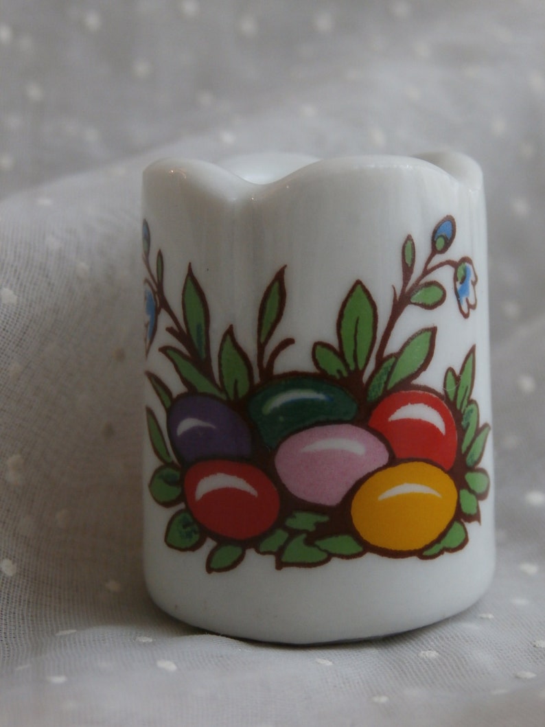 Easter Funny Design Candle Holder Nest of Colorful Eggs Miniature Made in West Germany bild 2