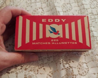 Eddy Match Box Vintage Empty Box Red White and Blue from Canada