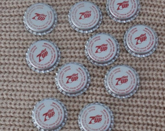 10 diet 7UP 7 Up Soda Bottle Caps for crafting or collecting, Unused