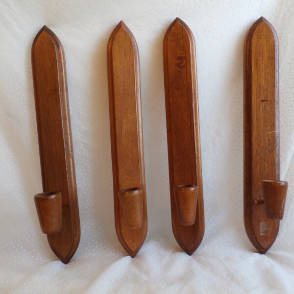 4 Vintage Mid Century Modern Hoda Wall Sconces Candle Holders Danish Style