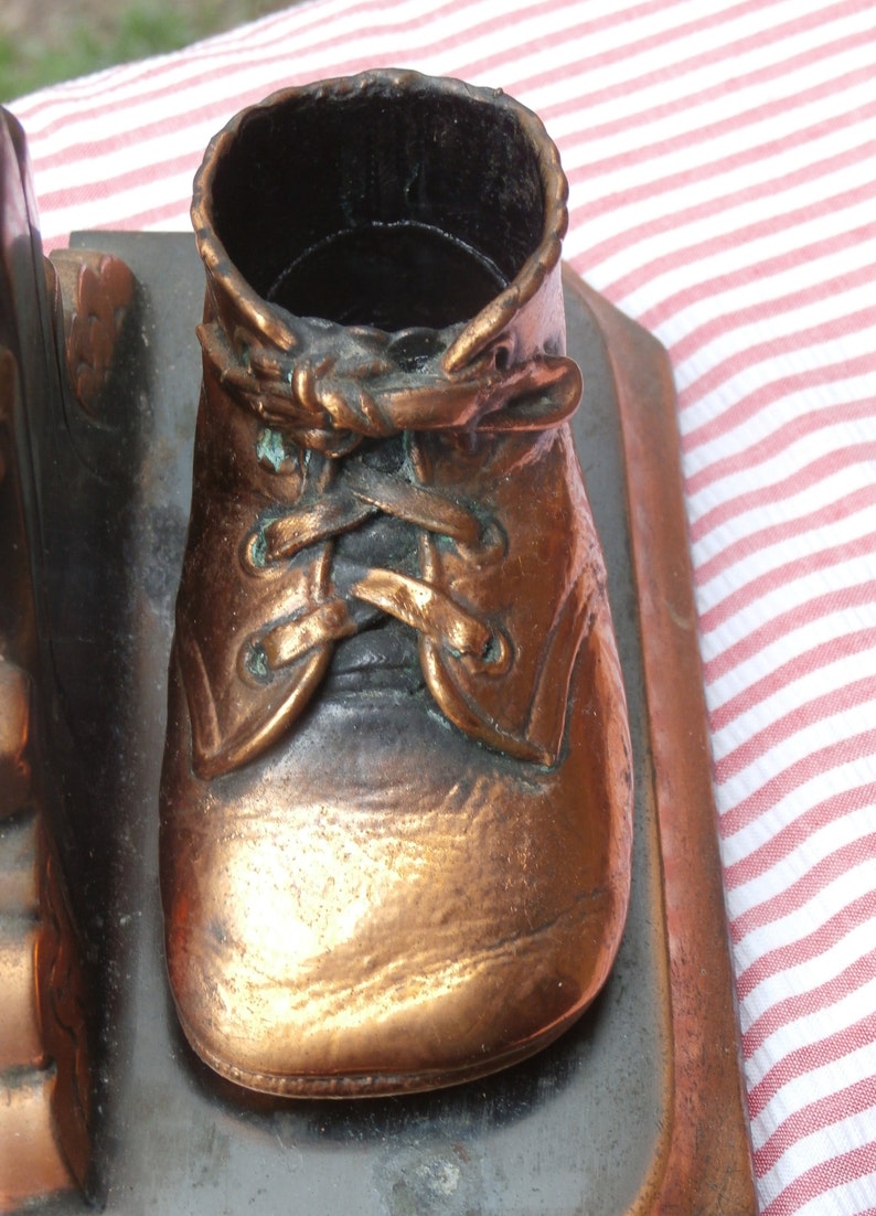 Sweet Bronzed Baby Shoe Bookend Engraved PATTY Makes a Cute Baby Shower Centerpiece or Nursery Decor image 4