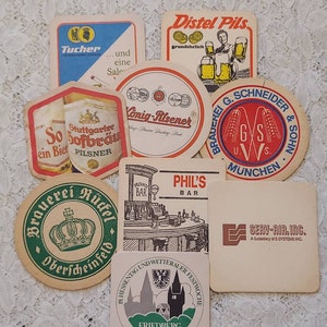 9 Vintage Beer Coasters Mostly European Beer Mats