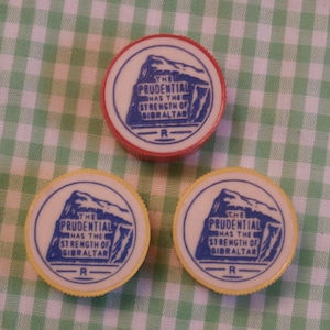 Prudential Insurance Advertising Pencil Sharpener Lot of 3 Sharpeners Red and Yellow Advertising