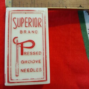 Plastic Superior Brand Needle Case, Vintage Red and White Container, Old Sewing Advertising Collectible Box image 3