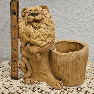 Vintage Lion Planter, Vase, or Flower Pot 1974 Dave Grossman Standing Lion