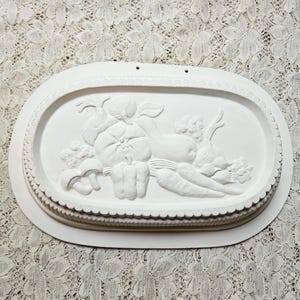 Unpainted Ceramic Plaque Oval with Vegetables Kitchen Themed Craft Supply