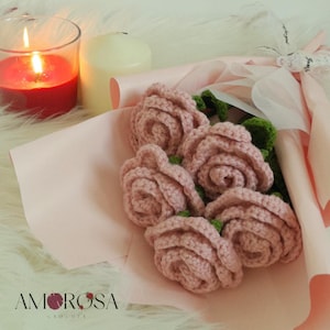 Flower, bouquet, crochet bouquet, crochet roses, pink roses, gift
