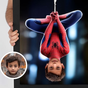 Ritratto personalizzato di un supereroe, bambini personalizzati, ritratto personalizzato di un neonato, arte murale personalizzata per bambini, regali di compleanno per bambini e bambine, bambini piccoli