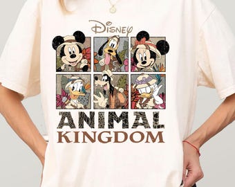Chemises confortables couleurs Disney Animal Kingdom, t-shirt safari Walt Disney World, t-shirt vacances Disney safari dans la jungle, chemise voyage Disney 2026, Mickey