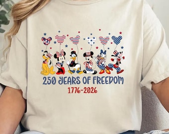 Disney 250th Anniversary Shirt, Mickey and Friends 250 Years Sweatshirt, Disney Mickey & Friends 4th of July Tee, Independence Day T-Shirt