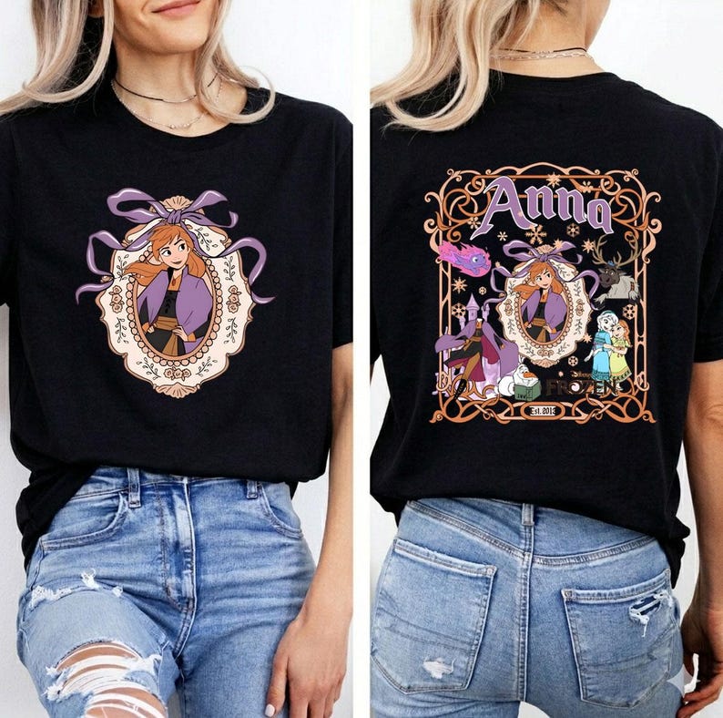 Retro Frozen Anna Coquette Shirt, Comfort Colors® Disney Tee, Princess Anna T-shirt, Girls Tee, Magic Kingdom Trip Shirt, Birthday Gift Tee 画像 4