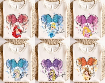 Disney Princess Castle Ears Shirt, Ariel Cinderella Aurora Elsa Rapunzel Belle, Disneyland Family Matching Tshirt, Disneyworld Princess Tee