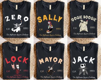 Nightmare Before Christmas Shirt, Jack Skellington Sally Zero Dog Oogie Boogie Lock Shock T-Shirt, Disney Halloween Tee, Spooky Season Shirt