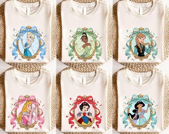 Disney Princess Shirt, Elsa, Anna, Aurora, Snow White, Jasmine, Princess Birthday Girl Shirt, Princess Theme Party Tee, Belle Ariel Elsa Tee