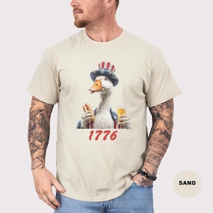 Divertente maglietta American Goose 1776, maglietta in cotone pesante, maglietta unisex USA, maglietta del 4 luglio, maglietta patriottica del Giorno dell'Indipendenza, maglietta estiva