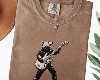 Bear Bass Guitar T-Shirt: Comfort Colors Unisex Tee