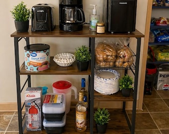 4-Tier Kitchen Organizer Stand with Microwave Shelf | Coffee Bar Cabinet | Kitchen Countertop | Oven Stand | Coffee Station