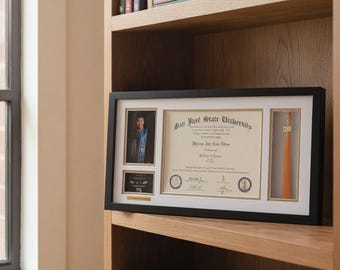 Wooden Diploma Frame with Tassel Holder & Photo | Graduation Frame | Diploma Shadow Box |  Gift For Graduate | College Degree Frame