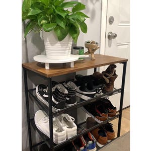 Wood & Metal Shoe Organizer | Entryway Shoe Rack | Shoe Organizer | Shoe Storage | Outdoor Shoe Storage | Shoe Rack | Shoe Display Rack