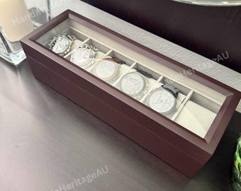 Wooden Watch Box Organizer with Glass Display | Watch Jewelry Box | Display Case | Watch Display Box | Men's Watch Box | Gift For Him