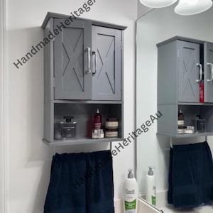 Wall Mounted Wooden Medicine Cabinet With Doors & Shelf | Bathroom Storage |  Bathroom Organizer | Storage Cabinet | Toilet Paper Holder