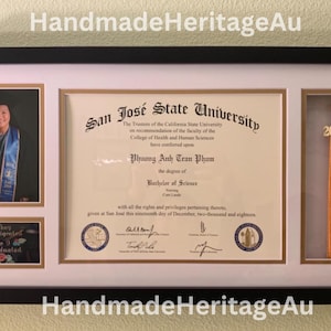 Hölzerner Rahmen mit Quastenhalter & Foto | Abschlussrahmen | Diplom Schattenbox |  Geschenk für graduiert | College Degree Rahmen