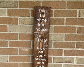 Front Porch Remove Your Shoes - No Shoes Rustic Wood Sign | Front Door Entryway Back Door Patio | Farmhouse Country Sign | Stained 29" x 6"