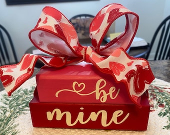Valentine's Day Wood Block Stack: Farmhouse Tiered Tray Decor