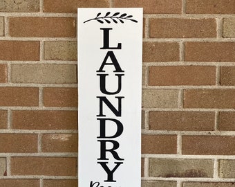 Laundry Room Wood Sign, Laundry Room Decor, Farmhouse Laundry Decor, Vertical Laundry Room Sign, Hand Painted Wood Sign 24" x 8"