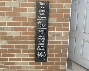 No Shoes Rustic Wood Sign: Front Porch Entryway Decor