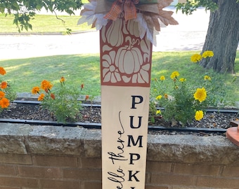 Rustic Hello There Pumpkin Wood Sign, Fall Porch Decor