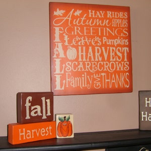 FALL Sign / Fall Decor / Wood Sign / Home Decor /Fall Sign / Autumn Pumpkins Harvest / Halloween Decor / Thanksgiving Sign / 12 x 12 image 5