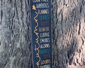 Hand-Painted Fall Porch Sign: Harvest Welcome, Autumn Decor (8x36)