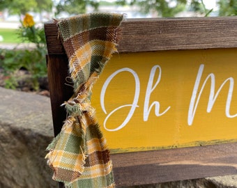 Hand-Painted Wood Sign – Oh My Gourd, Rustic Fall Decor (13x5")