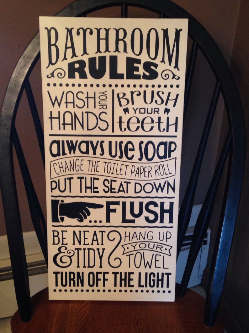 Bathroom Decor Bathroom Rules Sign Home Decor Bathroom Etsy
