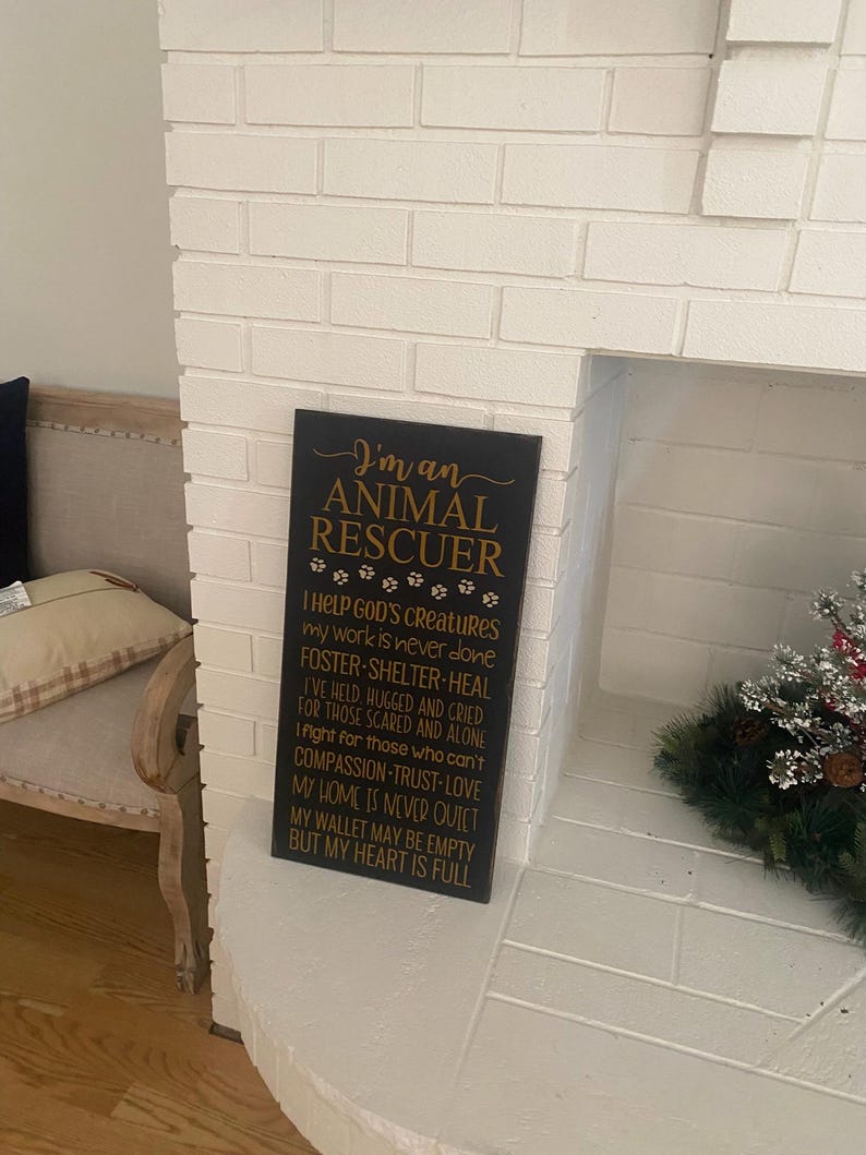 Animal Rescuer Hand-painted Wood Sign: Rustic Farmhouse Decor (24x12 ...