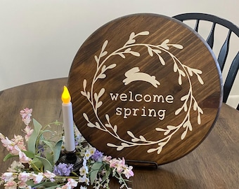 Primitive Welcome Spring Wood Sign