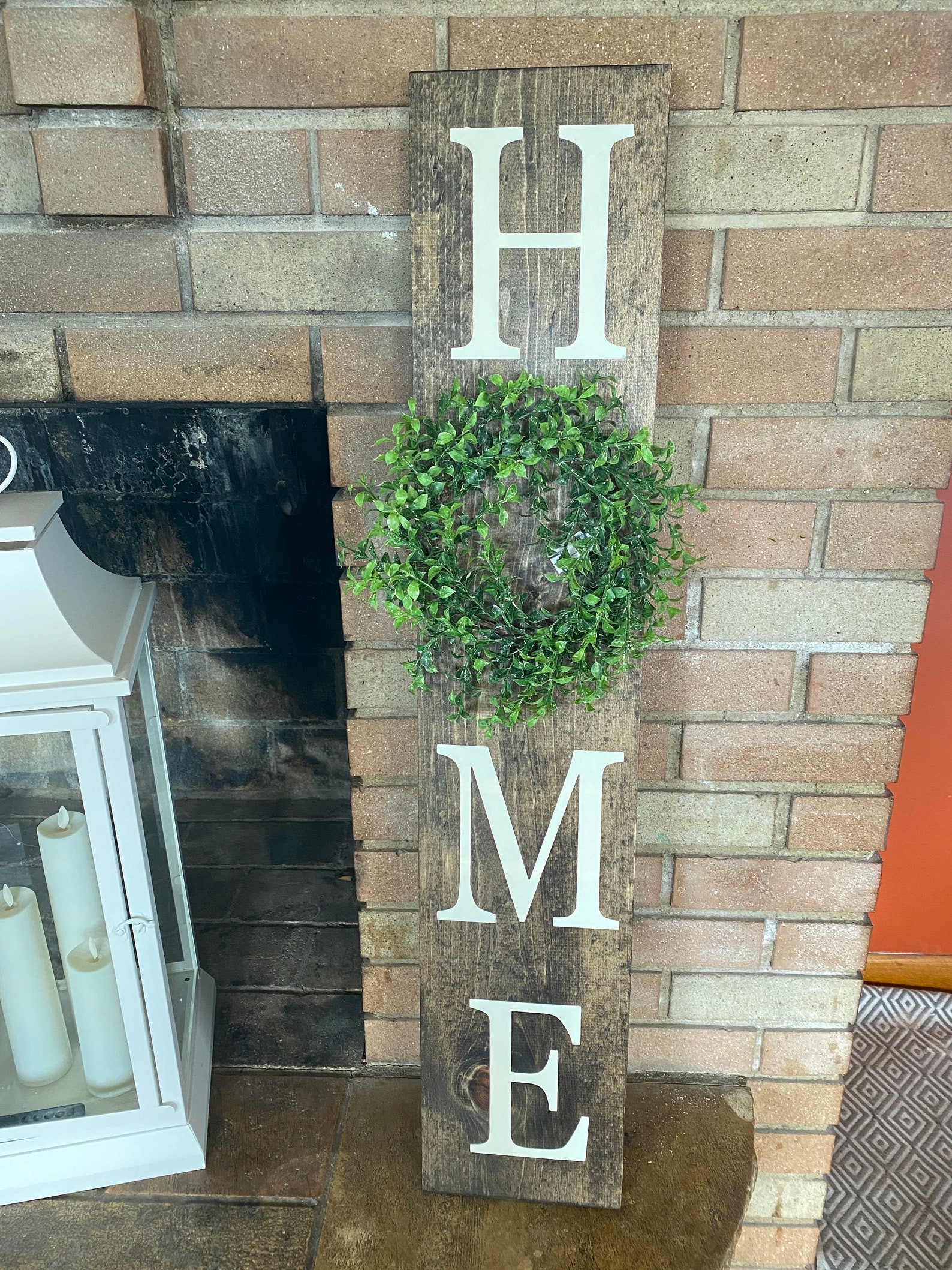 Wooden, Handmade Home Sign, home Sign With Faux Wreath, Farmhouse Porch Sign, 3ft Home Sign