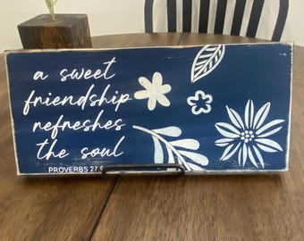 Inspirational Friendship Sign – Proverbs 27:9 Scripture Decor