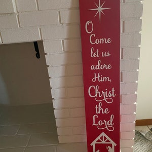 Nativity Christmas Porch Sign: O Come Let Us Adore Him Wood Decor bild 5
